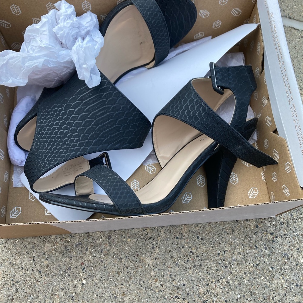 Black open toe heels